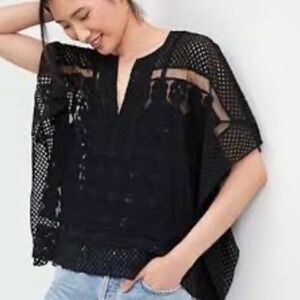 Anthropologie Black and White Crochet Top